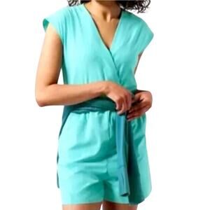 Athleta Marlow Romper in Gulf Green Featherweight Stretch Size L